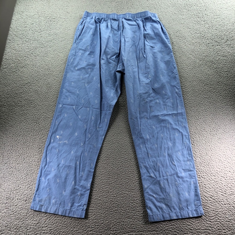 Polo Ralph Lauren Pajama Pants Men Extra Large Blue All Over Print AOP Pony - Picture 3 of 12